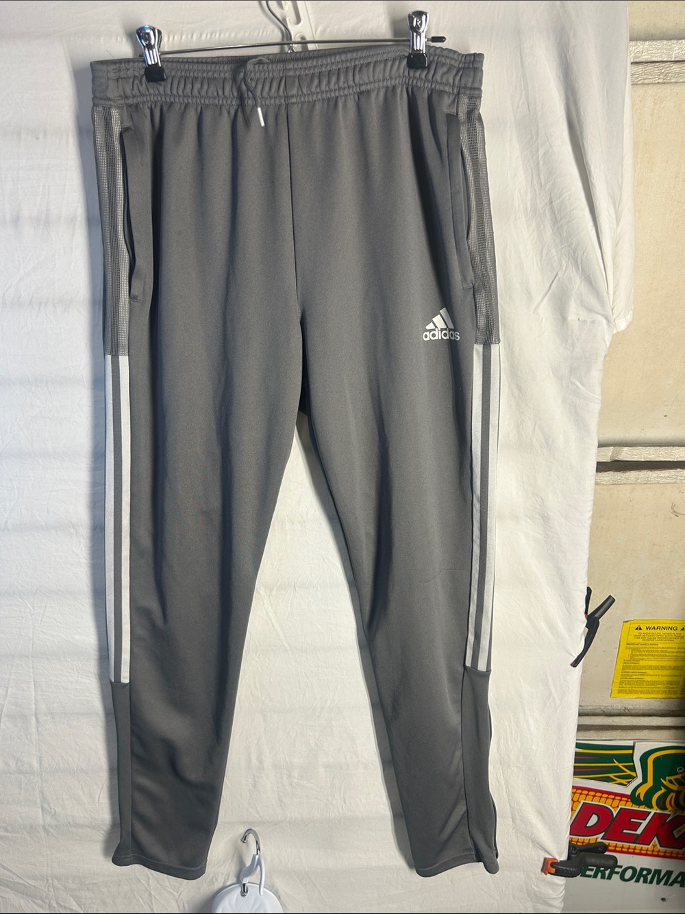 adidas Gray Joggers with White Side Stripes
